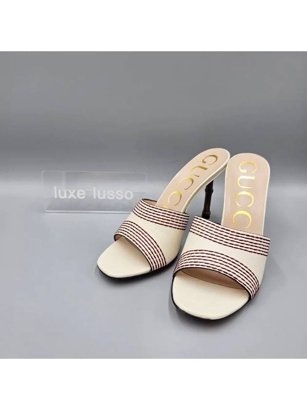 Bamboo Leather Sandal Heels White - GUCCI - BALAAN 2