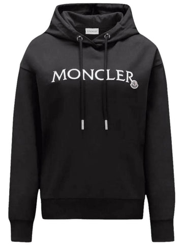 Embroidered Logo Hoodie Black - MONCLER - BALAAN 1