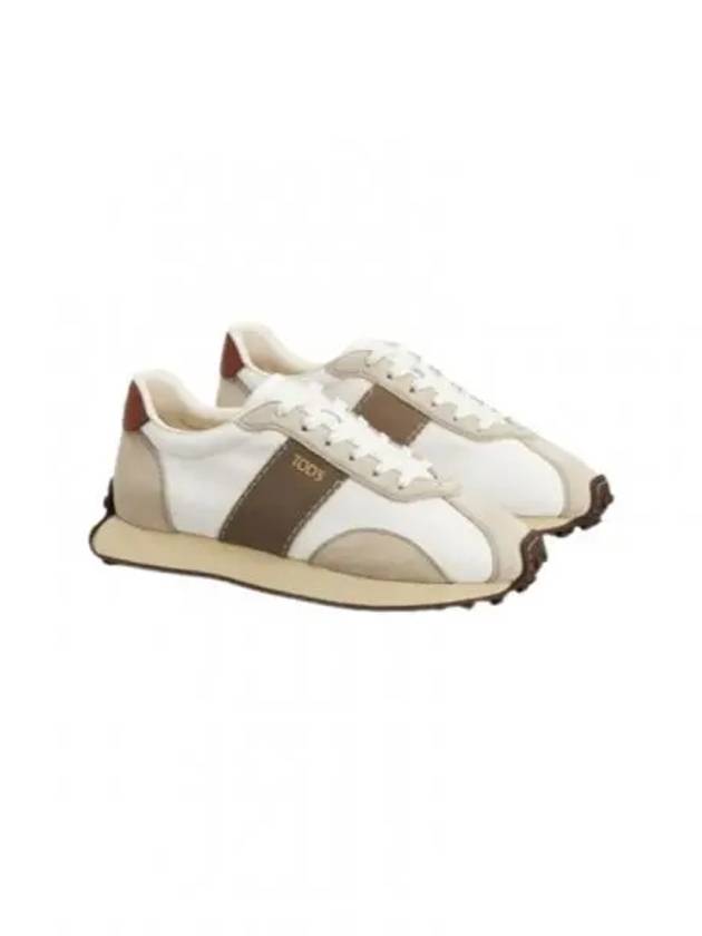 T Vintage Leather Technical Fabric Low Top Sneakers Beige - TOD'S - BALAAN 2