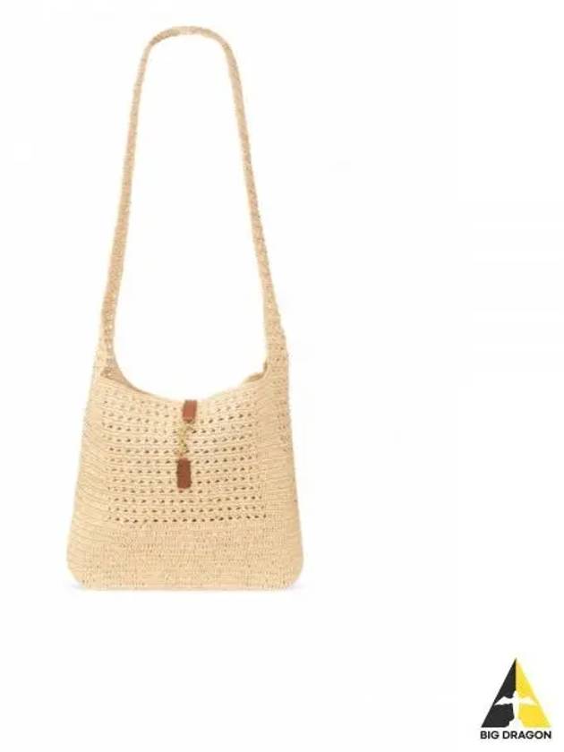 Raffia Crochet Hobo Shoulder Bag Natural - SAINT LAURENT - BALAAN 2