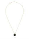 Van Cleef & Arpels Vintage Alhambra Pendant Nacklace Yellow Gold Onyx - VANCLEEFARPELS - BALAAN 3