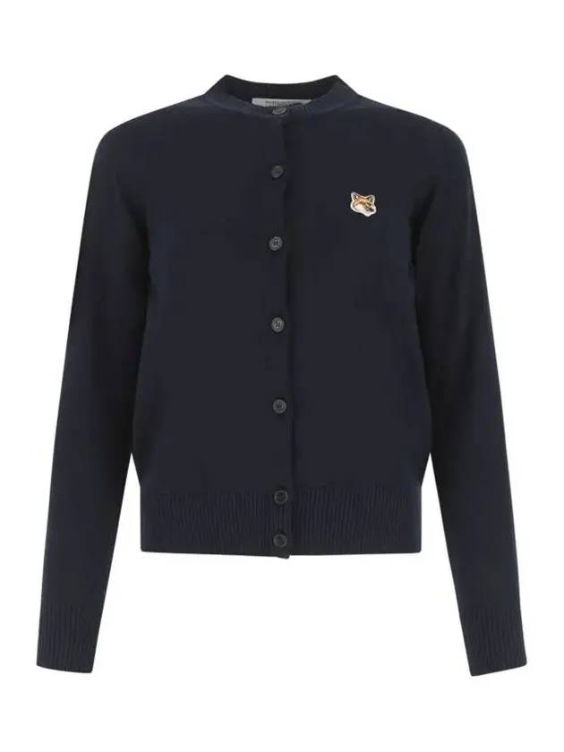 Fox Head Patch Adjusted Round Neck Cardigan Navy - MAISON KITSUNE - BALAAN 3