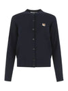 Fox Head Patch Adjusted Round Neck Cardigan Navy - MAISON KITSUNE - BALAAN 3