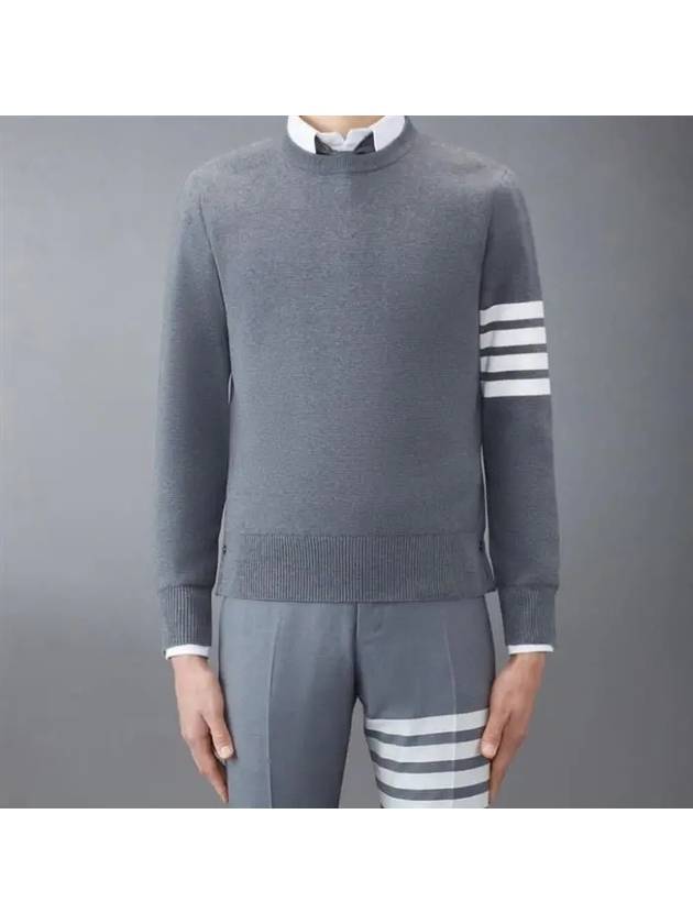 4 Bar Armband Milano Stitch Knit Top Mid Grey - THOM BROWNE - BALAAN 2