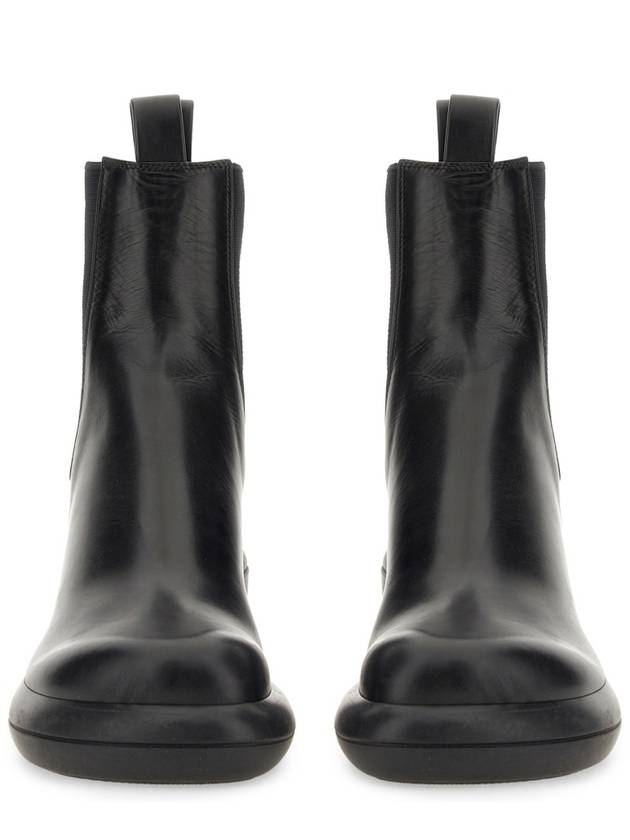 Women's Leather Round Block Heel Chelsea Boots Black - JIL SANDER - BALAAN 4