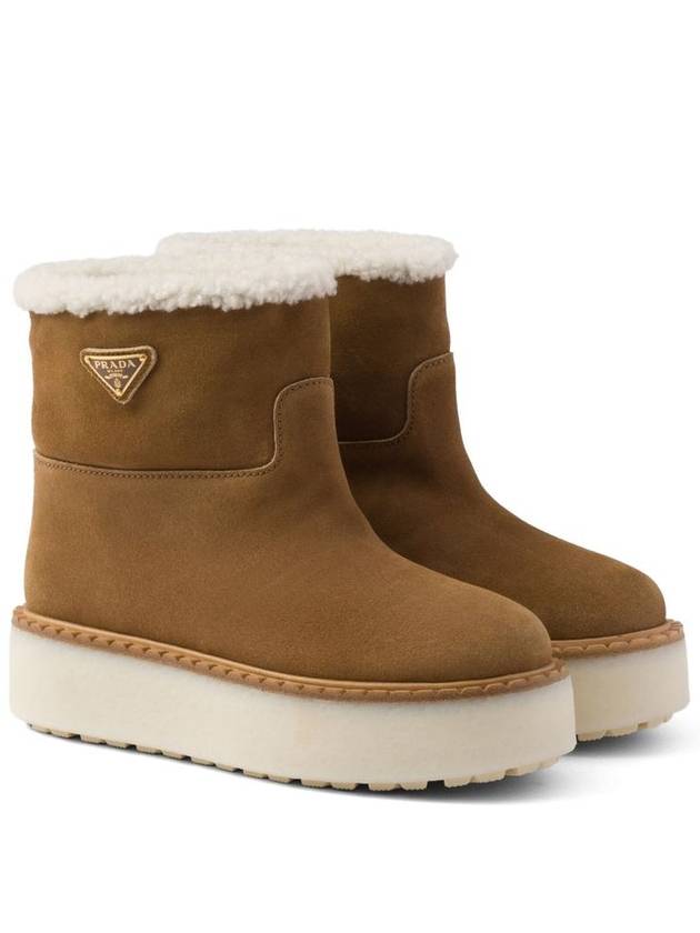 Enamel Triangle Logo Winter Boots Brown - PRADA - BALAAN 3