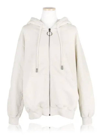 Arrow Print Diag Zip-Up Hoodie Ivory - OFF WHITE - BALAAN 2