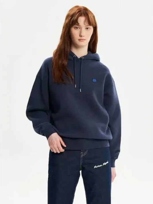 Women s Bold Foxhead Patch Comfort Hooded Sweatshirt Hoodie Ink Blue Domestic Product - MAISON KITSUNE - BALAAN 1