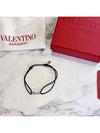 Silver Signature V Logo Cotton Bracelet Black - VALENTINO - BALAAN 4