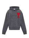 Logo Intarsia Knit Hoodie Grey - AMI - BALAAN 1