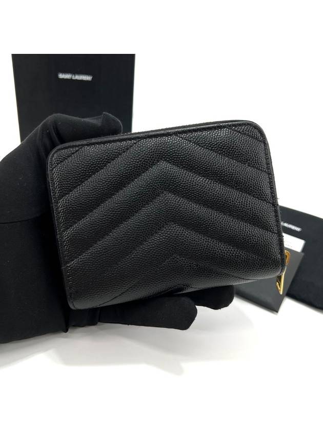 Matelasse Compact Half Wallet Black - SAINT LAURENT - BALAAN 4