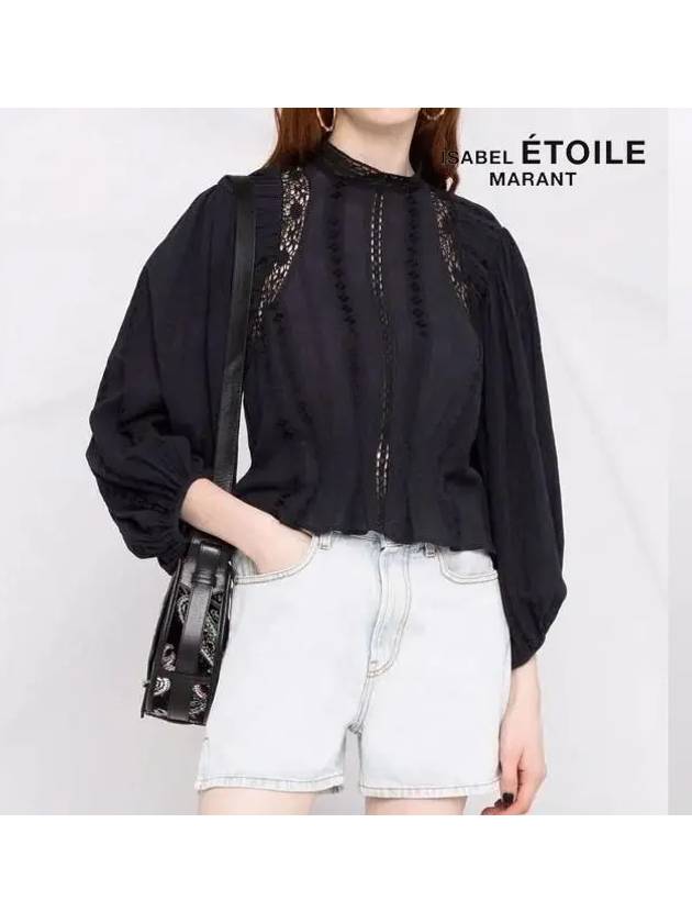 Women's Jessie Puff Sleeve Blouse Black - ISABEL MARANT ETOILE - BALAAN.