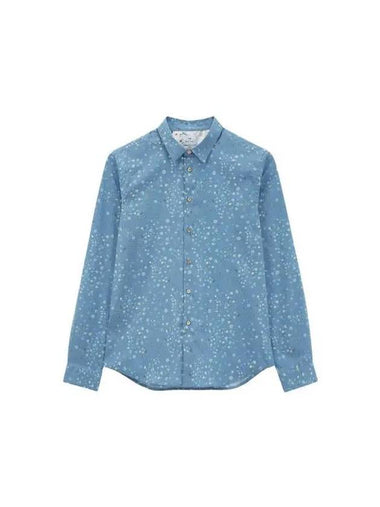 PS Micro Floral Slim Shirt Blue - PAUL SMITH - BALAAN 1