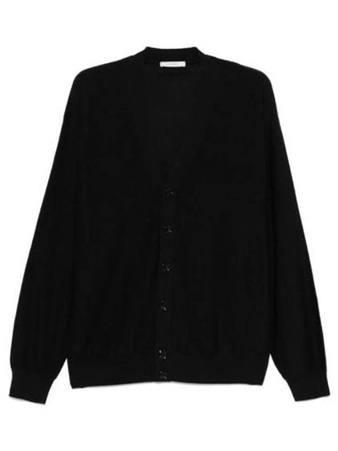 Relaxed Twisted Merino Wool Blend Cardigan Black - LEMAIRE - BALAAN 1