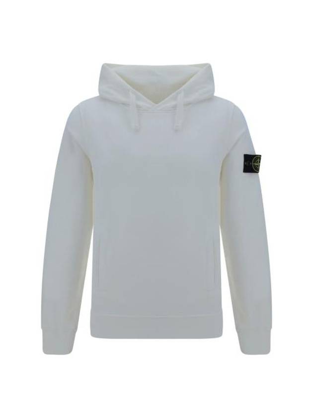 Wappen Patch Brushed Cotton Fleece Hoodie White - STONE ISLAND - BALAAN 2