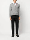 Men's Jersey Stitch V-Neck Cardigan Light Grey - THOM BROWNE - BALAAN 3