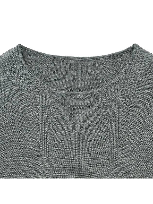 Micro ribbed square neck knit gray - NOIRER - BALAAN 5