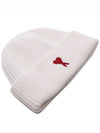 Logo Patch Merano Wool Beanie Off White - AMI - BALAAN 4