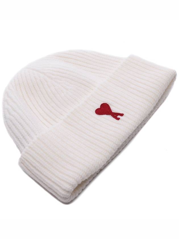 Logo Patch Merano Wool Beanie Off White - AMI - BALAAN 4