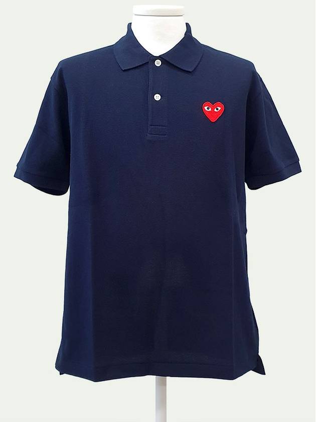 Red Heart Waffen Men's Polo Collar T-Shirt Navy AZ T006 051 2 - COMME DES GARCONS PLAY - BALAAN 2