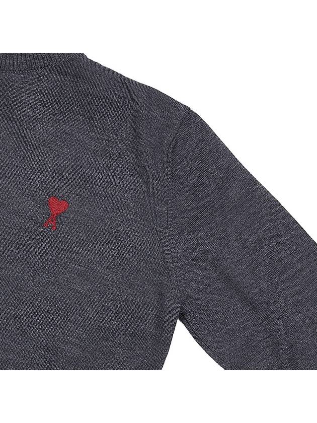 Heart Logo Wool Turtleneck Grey - AMI - BALAAN 5