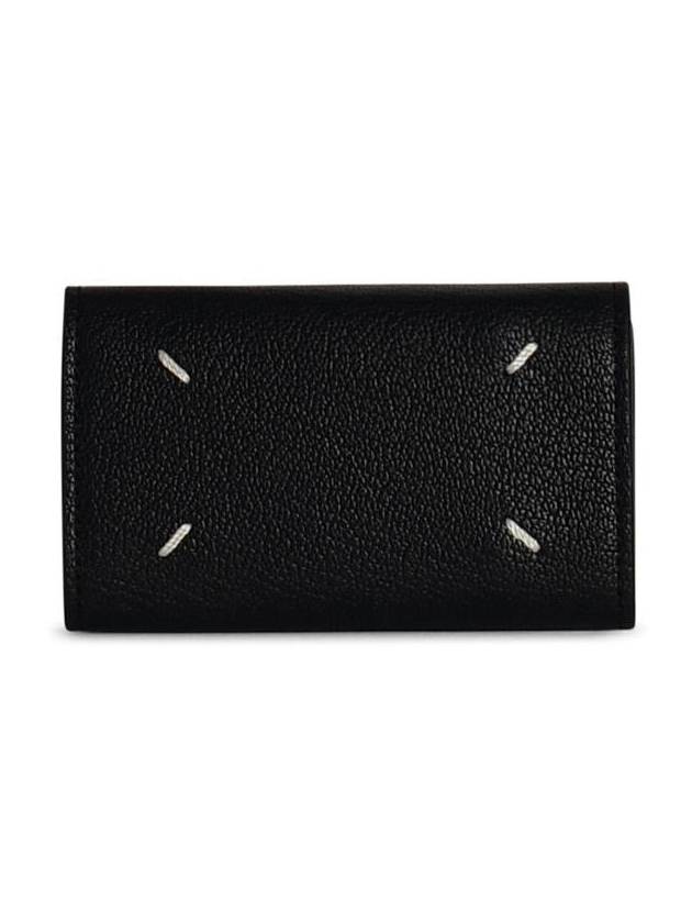 Postitch Logo Leather Key Holder Wallet Black - MAISON MARGIELA - BALAAN 4