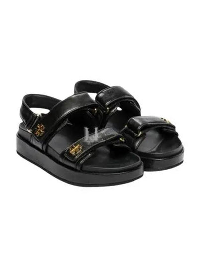 Kira Sports Logo Leather Sandals Black - TORY BURCH - BALAAN 2