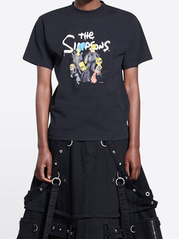 Women's The Simpsons Printing Small Fit Short Sleeve T-Shirt Black - BALENCIAGA - BALAAN 4