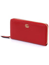 Gucci 456117 Hibiscus Red Gold Plated GG Marmont Zipper Long Wallet - GUCCI - BALAAN 4