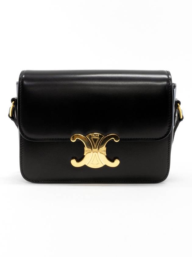 Teen Triomphe Shiny Calfskin Cross Bag Black - CELINE - BALAAN 6