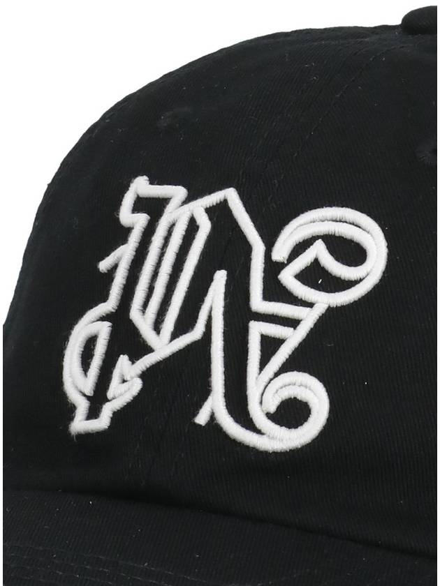 Embroidered Monogram Base Ball Cap Black - PALM ANGELS - BALAAN 3