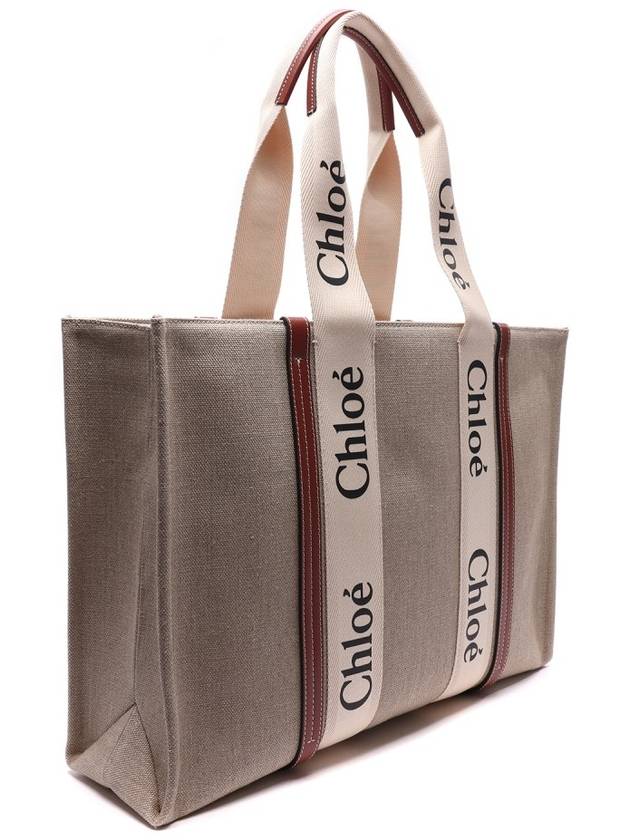 Woody Large Tote Bag White Brown Beige - CHLOE - BALAAN 4