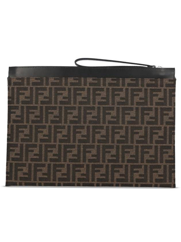 Large Flat FF Pouch Bag Brown - FENDI - BALAAN 4