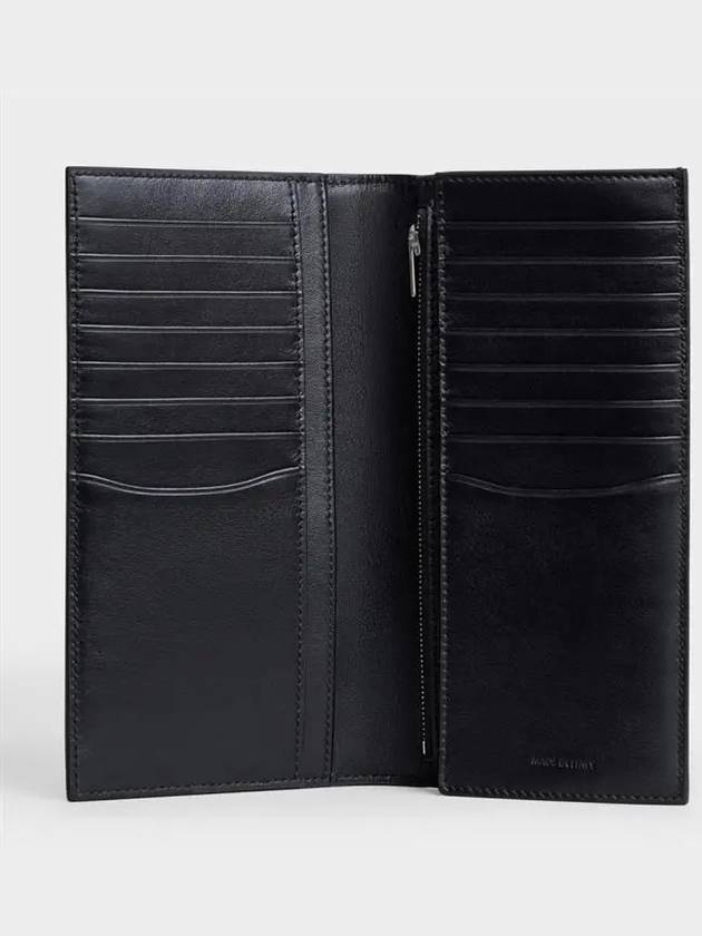 Men's Vertical Coin Compartment Grained Calfskin Long Wallet Black - CELINE - BALAAN 5