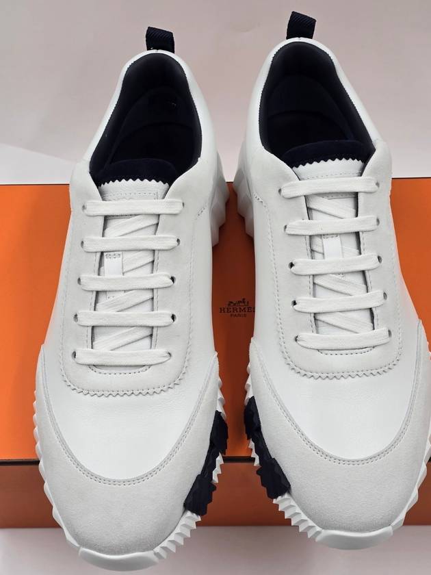 Bouncing Sneakers Calfskin Suede Goatskin Blanc - HERMES - BALAAN 4