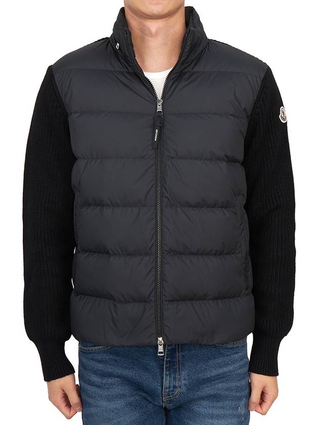 Padded Wool Zip-Up Hoodie Black - MONCLER - BALAAN 3