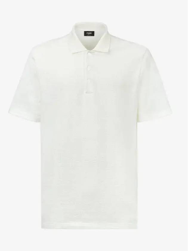 FF Pique Polo Shirt White - FENDI - BALAAN 3