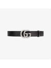 GG Marmont Double Buckle Belt Black Silver - GUCCI - BALAAN 3