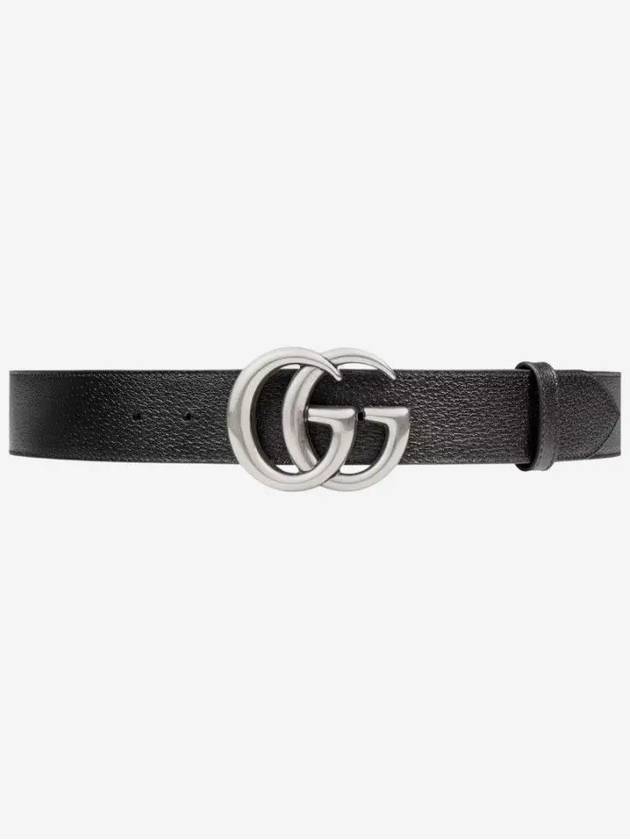 GG Marmont Double Buckle Belt Black Silver - GUCCI - BALAAN 3