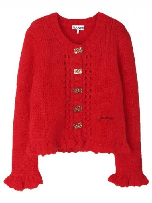 red mohair cardigan women - GANNI - BALAAN 1