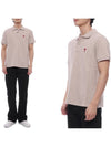 Men's Heart Logo Polo Shirt Beige - AMI - BALAAN 2