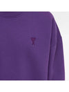 Tonal Heart Crew Neck Sweatshirt Purple - AMI - BALAAN.