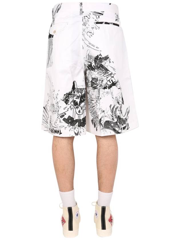 Printed Wide Leg Shorts White - COMME DES GARCONS - BALAAN 5