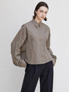 Women's Button Sleeve Crop Shirt Mocha - ARIFF - BALAAN 2