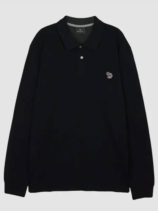 Men's Zebra Patch Long Sleeve Polo Shirt Black - PAUL SMITH - BALAAN 2