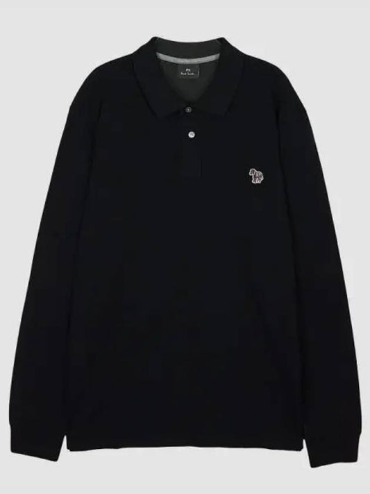 Men's Zebra Patch Long Sleeve Polo Shirt Black - PAUL SMITH - BALAAN 2