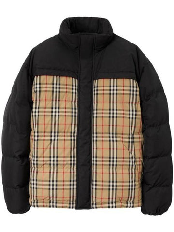 Men's Reversible Down Padding Beige Black - BURBERRY - BALAAN 1