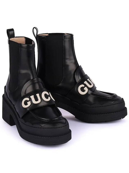 Lettering Logo Leather Chelsea Boots Black - GUCCI - BALAAN 2