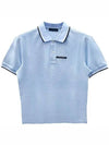 Logo Patch Polo Shirt Blue - PRADA - BALAAN 2