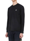 Logo Patch Cotton Jersey Long Sleeve T-Shirt Black - STONE ISLAND - BALAAN 4